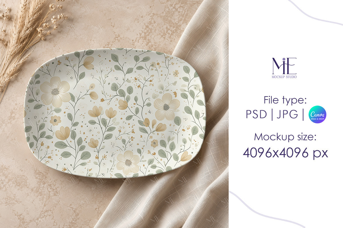 Deco Plate Oval Platter Mockup, a Merchandise Mockup by Mie Mockup Studio (Photo 8 of 8)