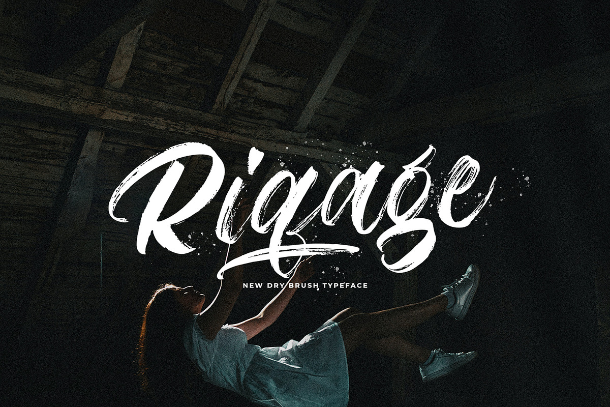 Riqage - Textured Brush Font, a Script Font by StringLabs (Photo 1 of 13)