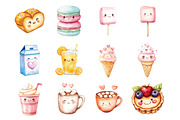 Kawaii Sweets and Drinks Clipart, an Illustration by Design Market (Thumbnail 2 of 3)