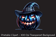 Creepy Black Halloween Pumpkin PNG, an Illustration by RobertsArt (Thumbnail 5 of 7)