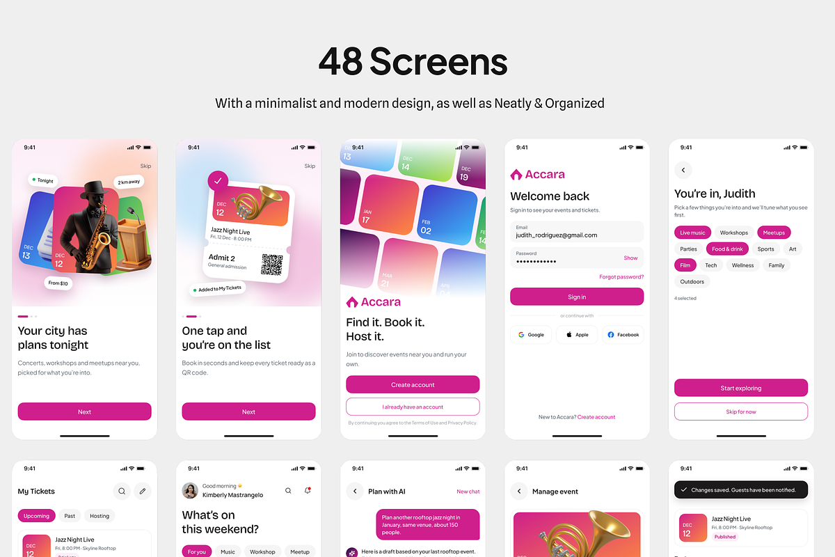 Accara - Event hosting app UI Kit, an UI Kit Template by Kreatif Supply (Photo 2 of 7)