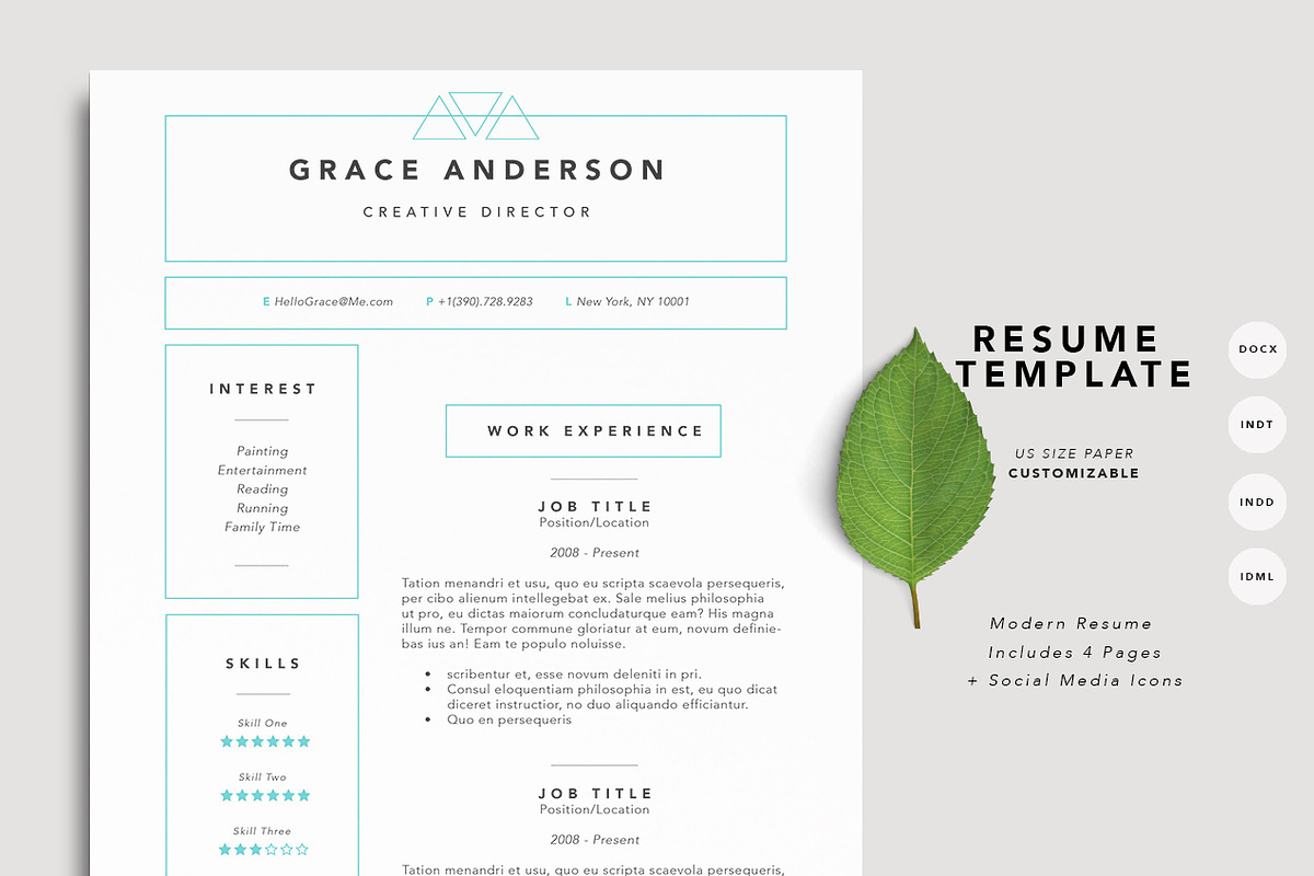 Grace Resume Template - 4 Page, a Resume Template by Desiree Lange (Photo 1 of 7)