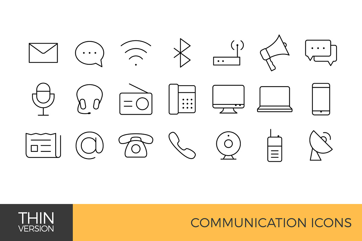 Communication Thin Line Icon set, an Outline Icon by Woo Graphics (Photo 2 of 3)