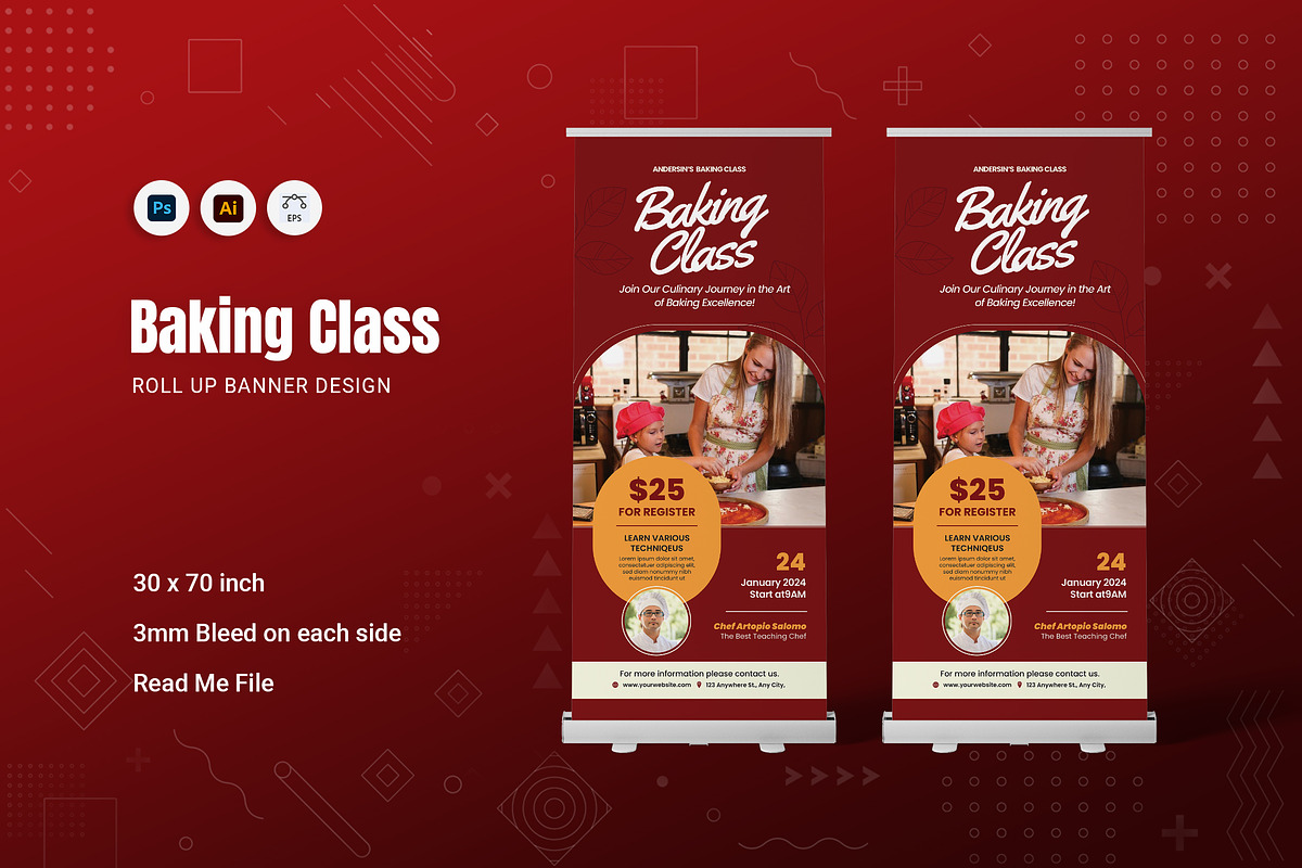Baking Class Roll Up Banner, a Templates & Theme by Fannan Studio (Photo 1 of 2)