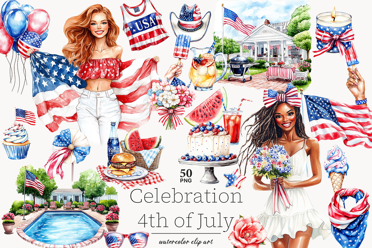 4th of July Clip Art Patriotic, a Person Illustration by GlamArtZhanna (Photo 1 of 8)