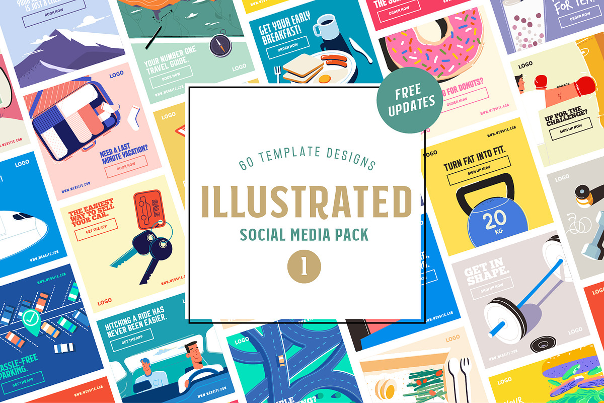 Illustrated Social Media Pack, a Social Media Template by Wilsonkjc (Photo 1 of 5)
