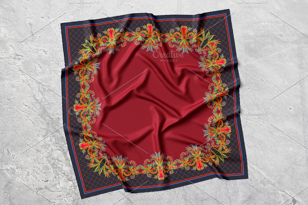 Crimson Baroque Garden Silk Scarf, an Object Graphic by ilustrinna (Photo 2 of 10)