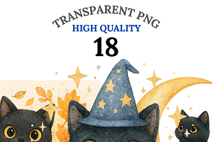 18 Black Cat Clipart, an Animal Illustration by Pati Charm Studio