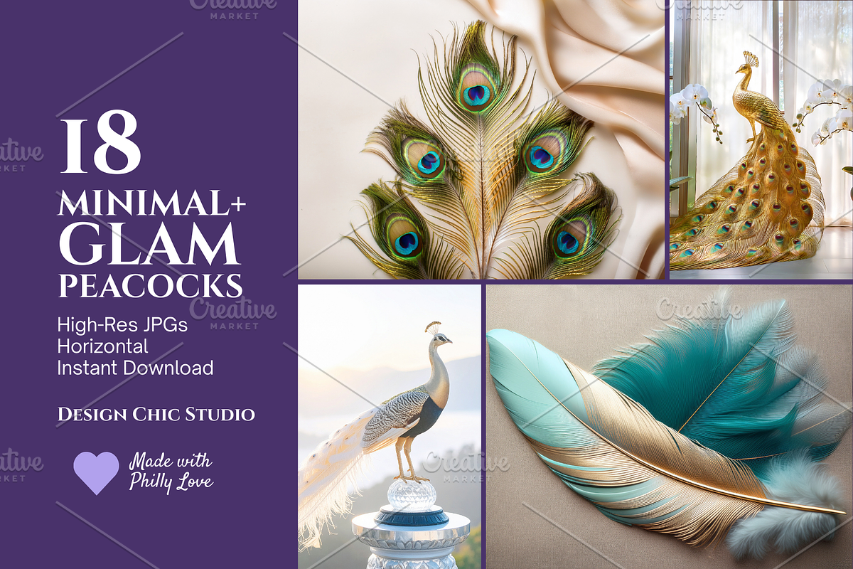 Minimal Glam Peacock Feather Bundle, a Photo by Design Chic Studio (Photo 1 of 8)