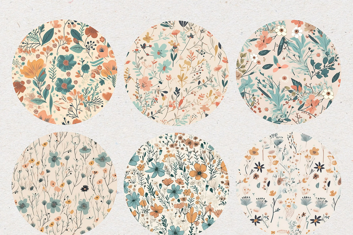 Cream Ditsy Flower Patterns Floral, a Pattern Graphic by Natural Planners (Photo 3 of 3)