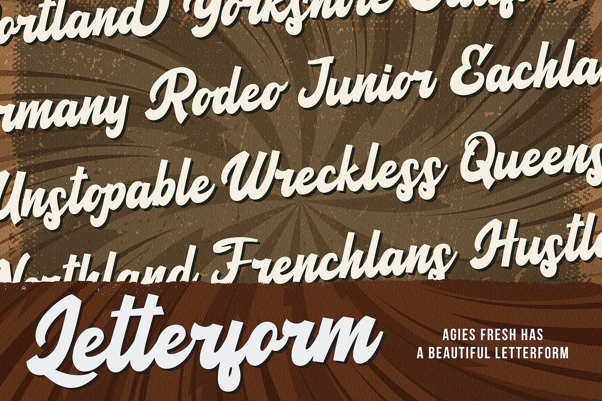 Agies Fresh - Retro Bold Script Font, a Script Font by StringLabs (Photo 9 of 14)