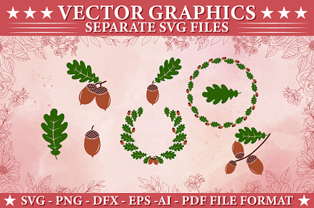 Autumn acorns Leaves Fall SVG vector