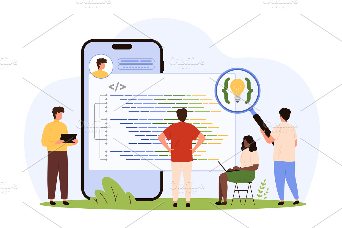 Mobile app and software development, a Technology Illustration by Flashvector
