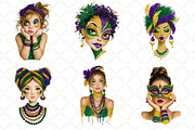 Mardi Gras Cute Girl Clipart, an Illustration by Black Bird Studio (Thumbnail 5 of 6)