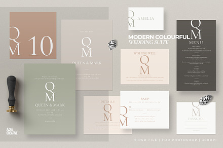 Modern Colourful Wedding Suite, an Invitation Template by Azka Creative