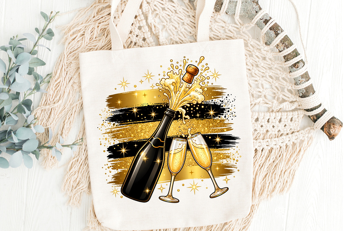 New Year Champagne Celebration PNG, an Object Graphic by Zahyl Studio (Photo 5 of 7)