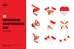 Indonesian Independence Day 3D Icon, an Object 3D Model by SLAB! Design