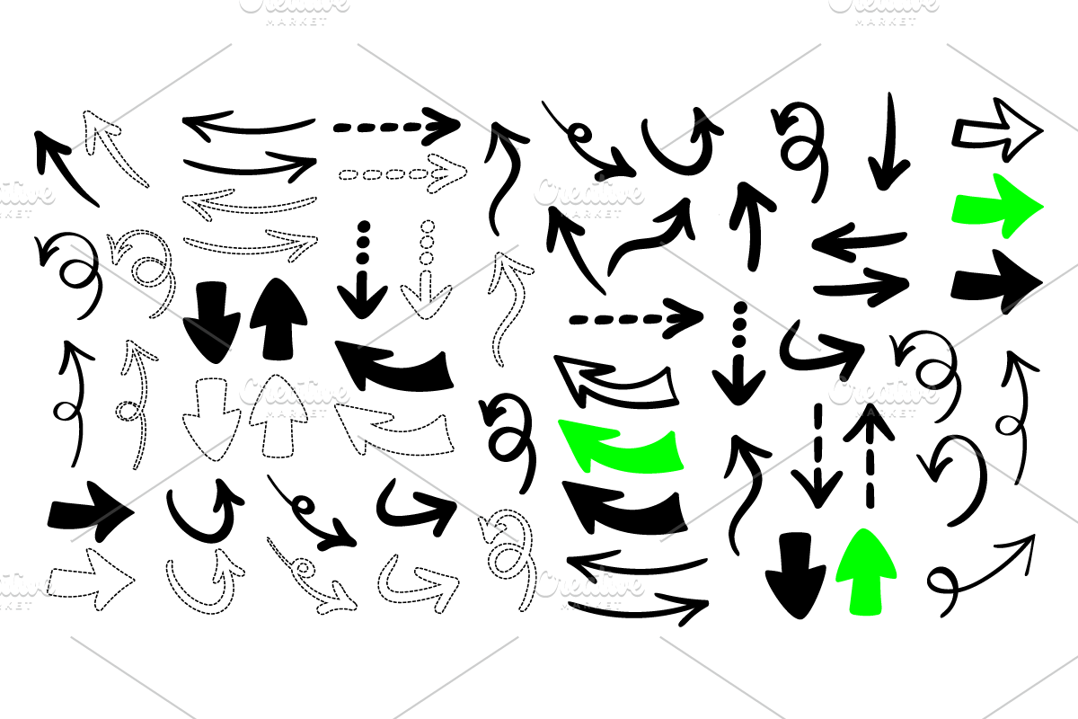 Hand drawn arrows collection, an Object Illustration by PsychocheArt (Photo 1 of 3)