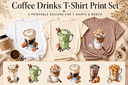 Coffee Drinks T-Shirt Print Bundle, a Food Illustration by GoldmoonUA (Thumbnail 1 of 5)