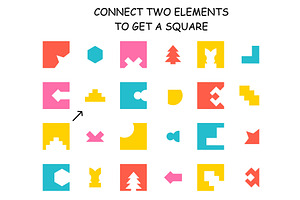 Connect two elements game. Cutting, an Education Illustration by Valerie Bodnar