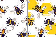 Bees set, illustrations + patterns, an Animal Illustration by OKart.studio (Thumbnail 4 of 6)