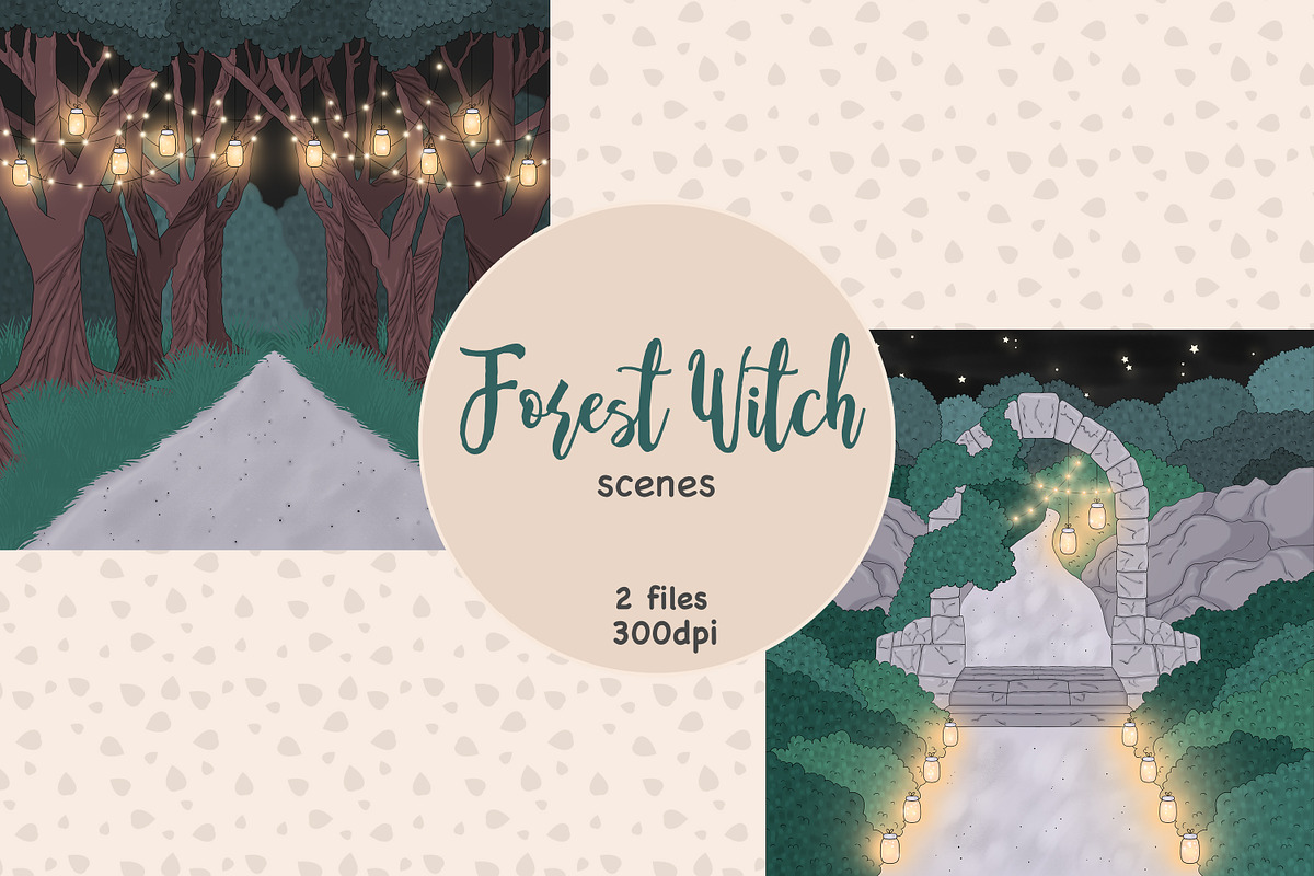 Night Forest Clipart | Forest Witch, a Decorative Illustration by GlamArtZhanna (Photo 1 of 3)