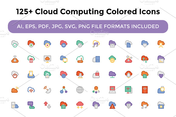 125 Cloud Computing Colored Icons