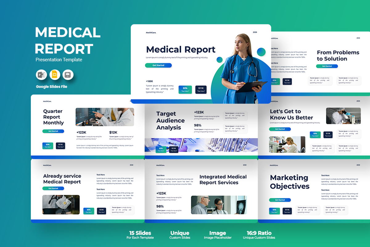 Medical Report - Google Slides, a Presentation Template by Iqsiart Studio (Photo 1 of 3)