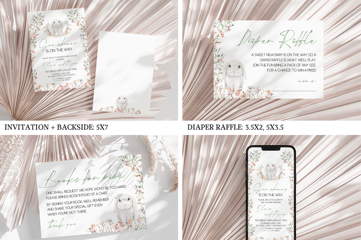 Spring Rabbit Baby Shower Bundle, an Invitation Template by Digital_Mind (Photo 2 of 9)