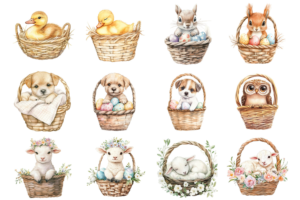 Easter Baby Animals in Baskets, an Illustration by Design Market (Photo 3 of 5)