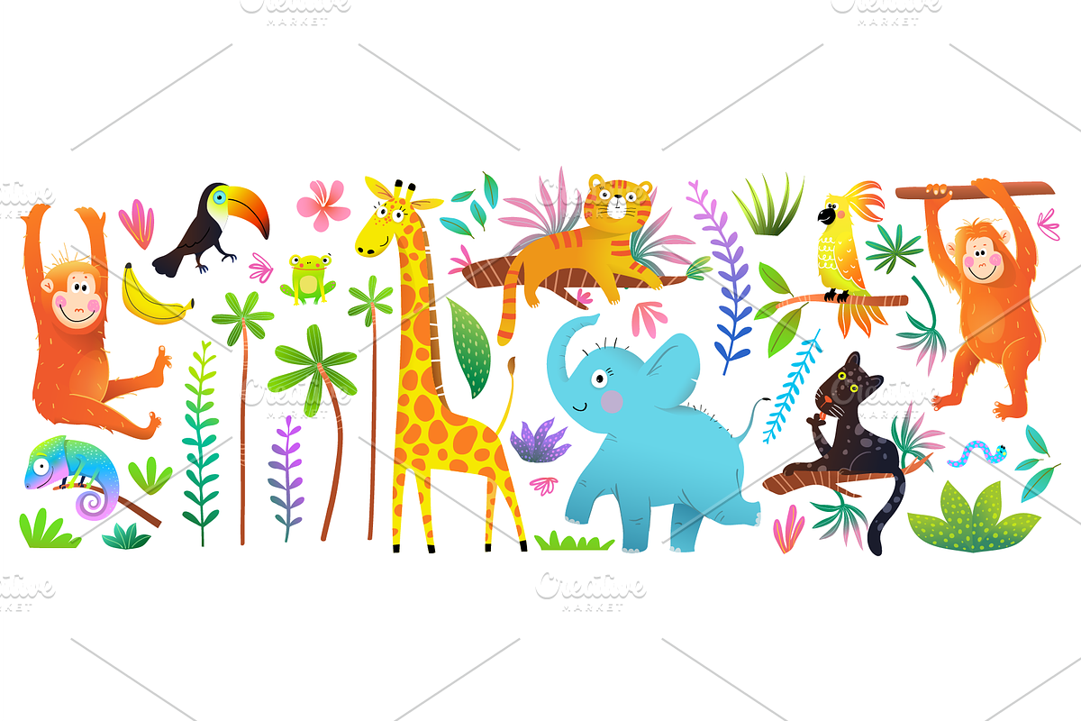 Animals in Tropical Jungle for Kids, an Animal Illustration by Popmarleo Shop (Photo 3 of 3)