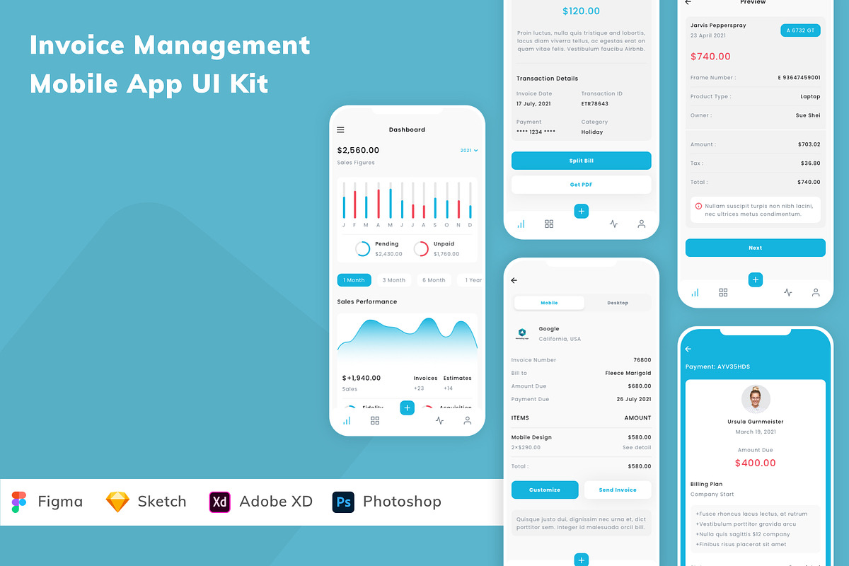 Invoice Management Mobile App UI Kit, an UI Kit Template by Betush