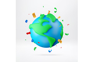 3D earth globe with colorful flying, an Illustration by Abscent