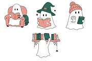 Halloween Bookish Ghost PNG Bundle, a Seasonal Illustration by Daily.Designs (Thumbnail 4 of 4)