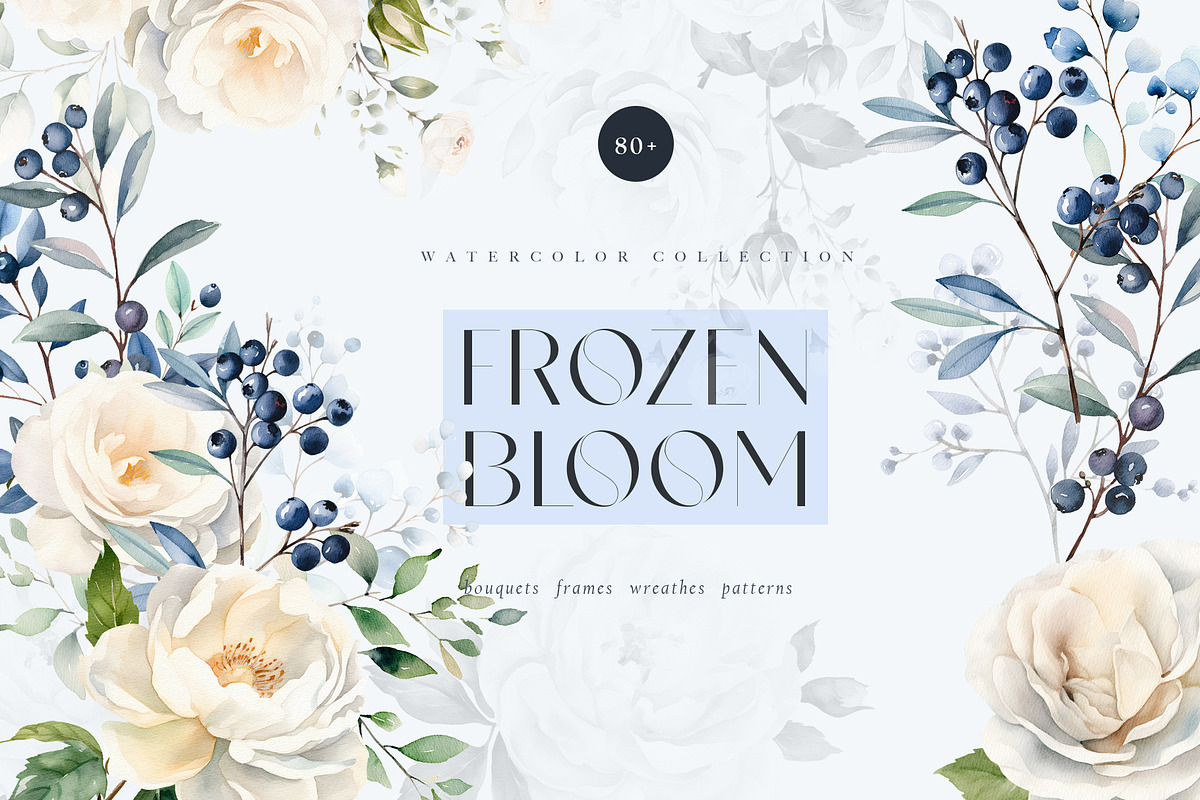 Watercolor winter floral clipart, a Seasonal Illustration by MariGraphic boutique (Photo 1 of 9)