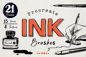 Procreate Ink Brushes, a Brush Add-On by Michal Design