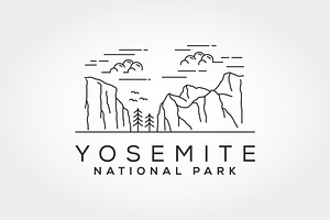 yosemite national park line art logo, a Branding & Logo Template by PrastHF