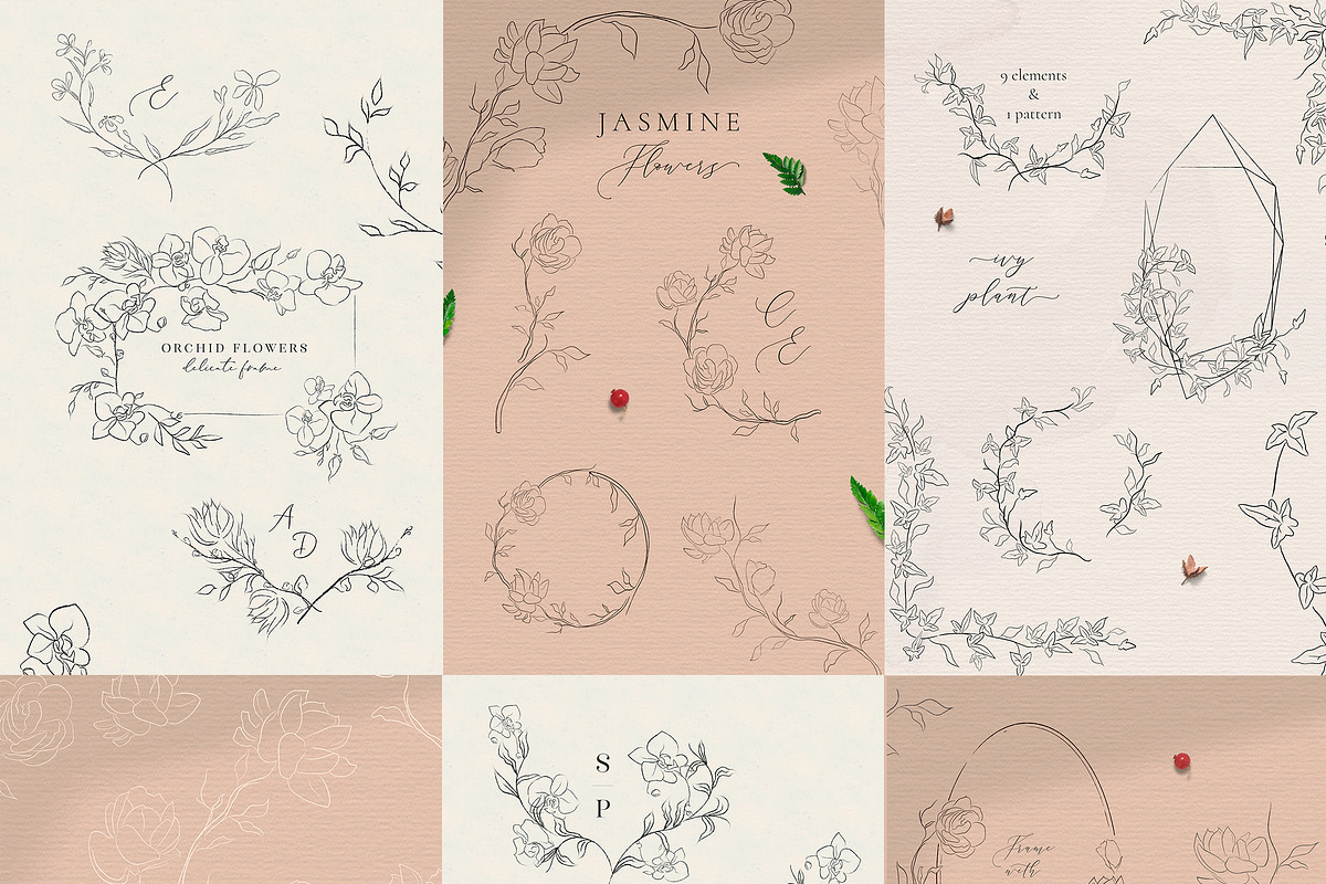 SALE Line Art Floral Graphic Bundle, a Graphic by Olya Creative (Photo 2 of 23)