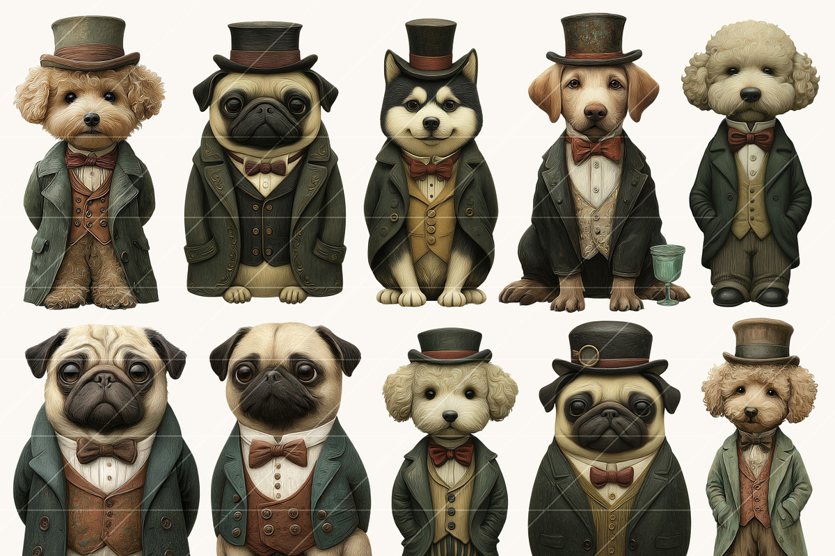 Vintage Dogs Clipart Bundle, an Animal Illustration by Design Scotch (Photo 7 of 8)
