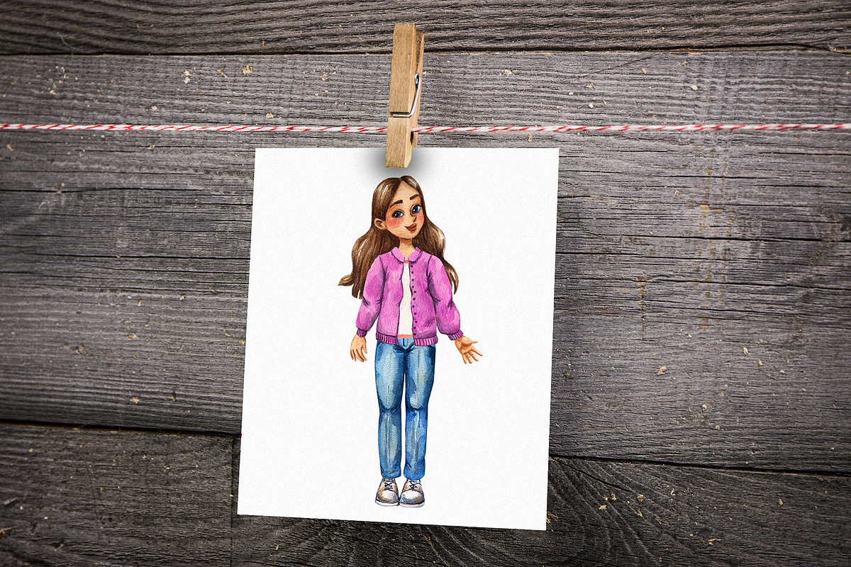 Lucy's Outfits - Watercolor Clipart, an Illustration by Mashamashastu (Photo 8 of 8)