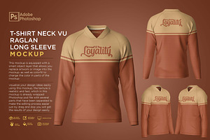 T-Shirt Neck VU L Raglan Mockup