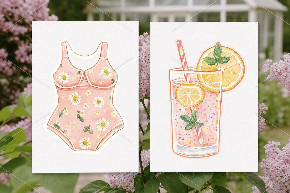 Watercolor Summer Beach Clipart PNG, a Seasonal Illustration by Canvas Craft (Photo 6 of 10)