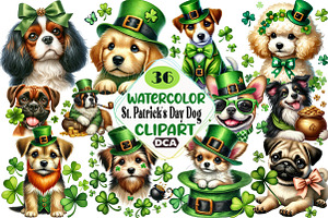 St. Patrick's Day Dog Sublimation Bu, an Illustration by DreamCafeArt