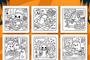 Spooky Halloween Cozy Coloring Pages, a Seasonal Illustration by Coco Bloom (Thumbnail 2 of 3)