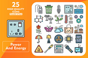 25 Power and energy Line Filled Icon, an Icon by Pexelpy