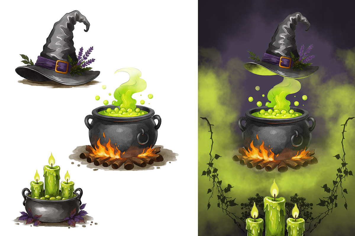 Halloween Watercolor Collection, a Seasonal Illustration by IrynaPanashii (Photo 6 of 19)