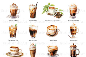 Watercolor Coffee Clipart, Espresso