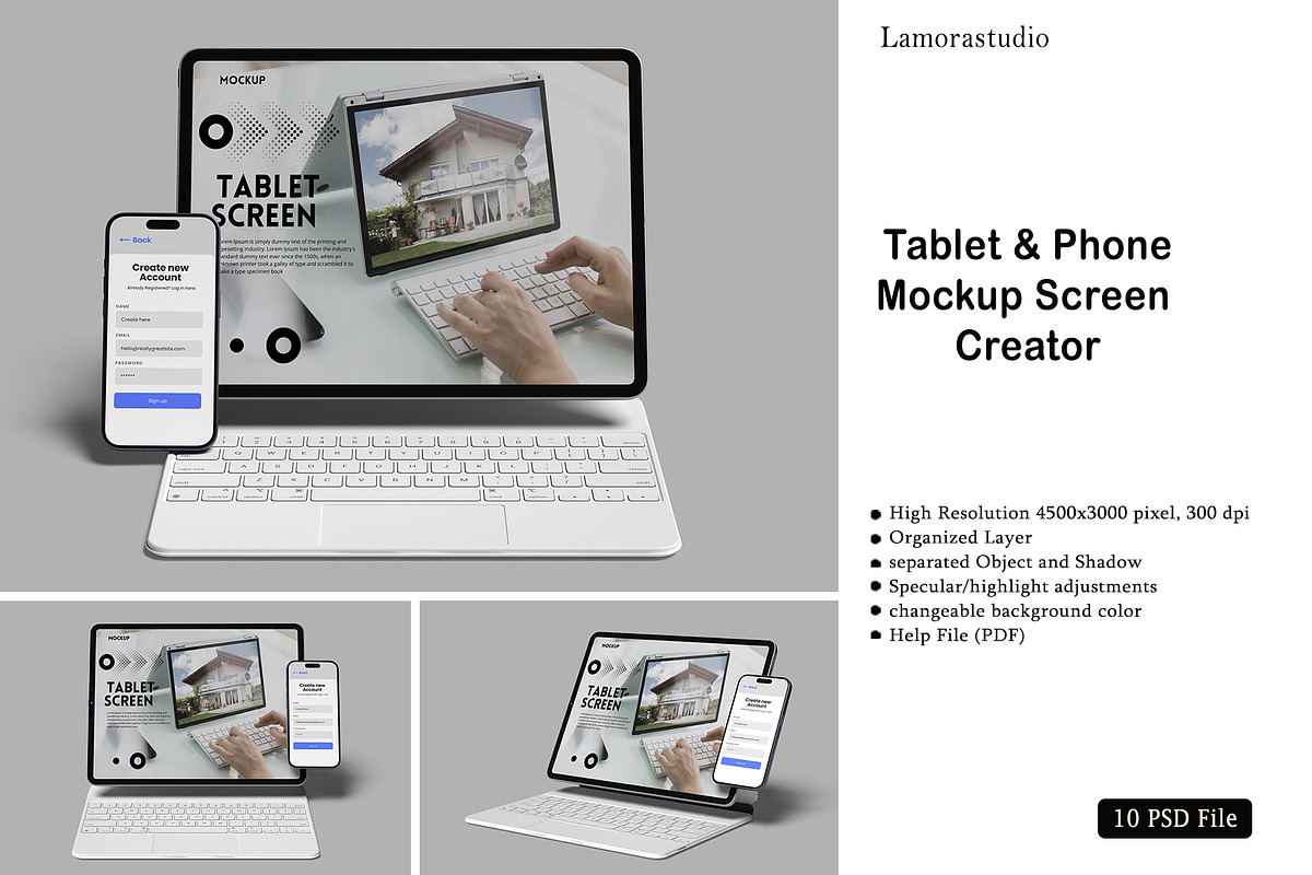 Tablet & Phone Screen Mockup, a Device Mockup by lamorastudio (Photo 10 of 11)
