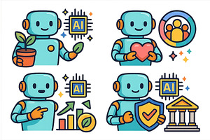Colorful illustrations of a friendly, a Technology Illustration by ZinetroN