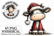 Whimsical Christmas Cute Cows PNG, a Seasonal Illustration by Canvas Craft (Thumbnail 1 of 10)